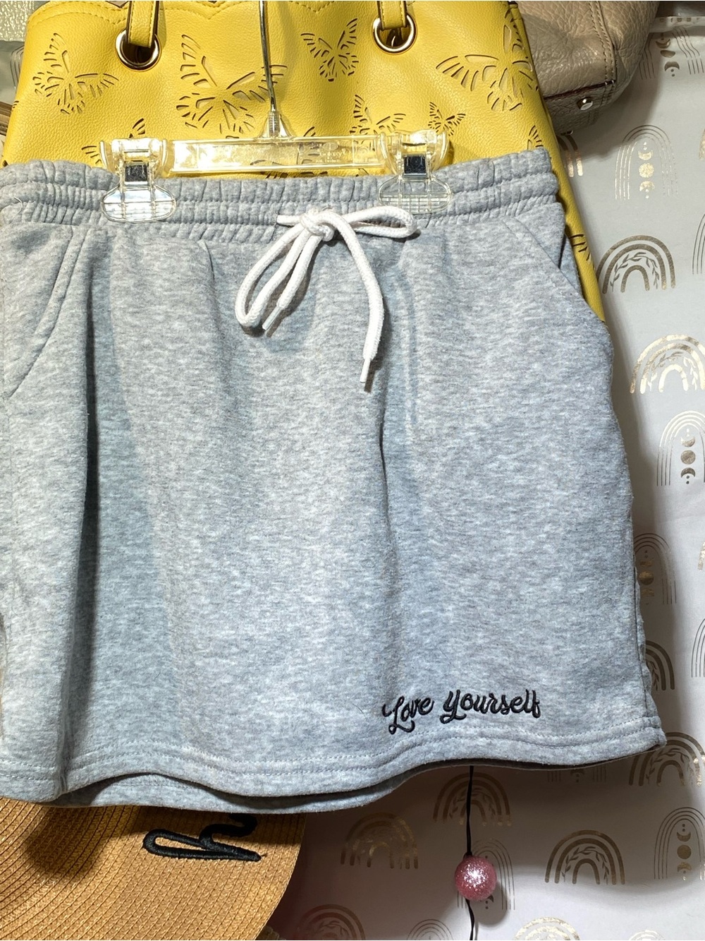 Kids Grey 'Love Yourself' Drawstring Sweat Skirt